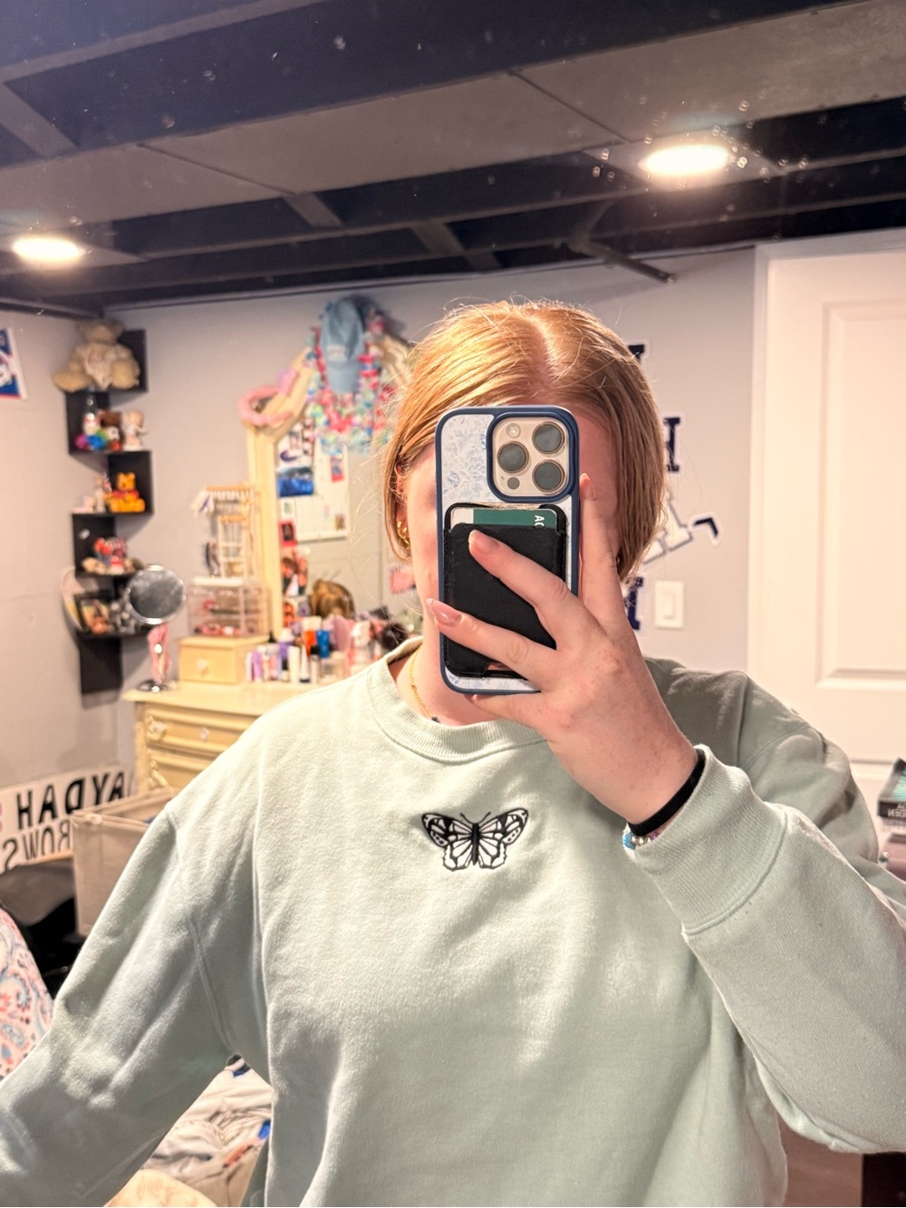 wild fable Mint Green Butterfly Crewneck Sweatshirt